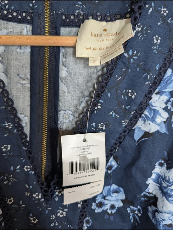 kate spade Navy Floral V-Neck Midi Dress - Picture 4 of 10